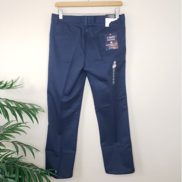 NWT Chaps | Boys Navy Uniform Khaki Pleated Pants Size 14 Husky - Picture 4 of 5